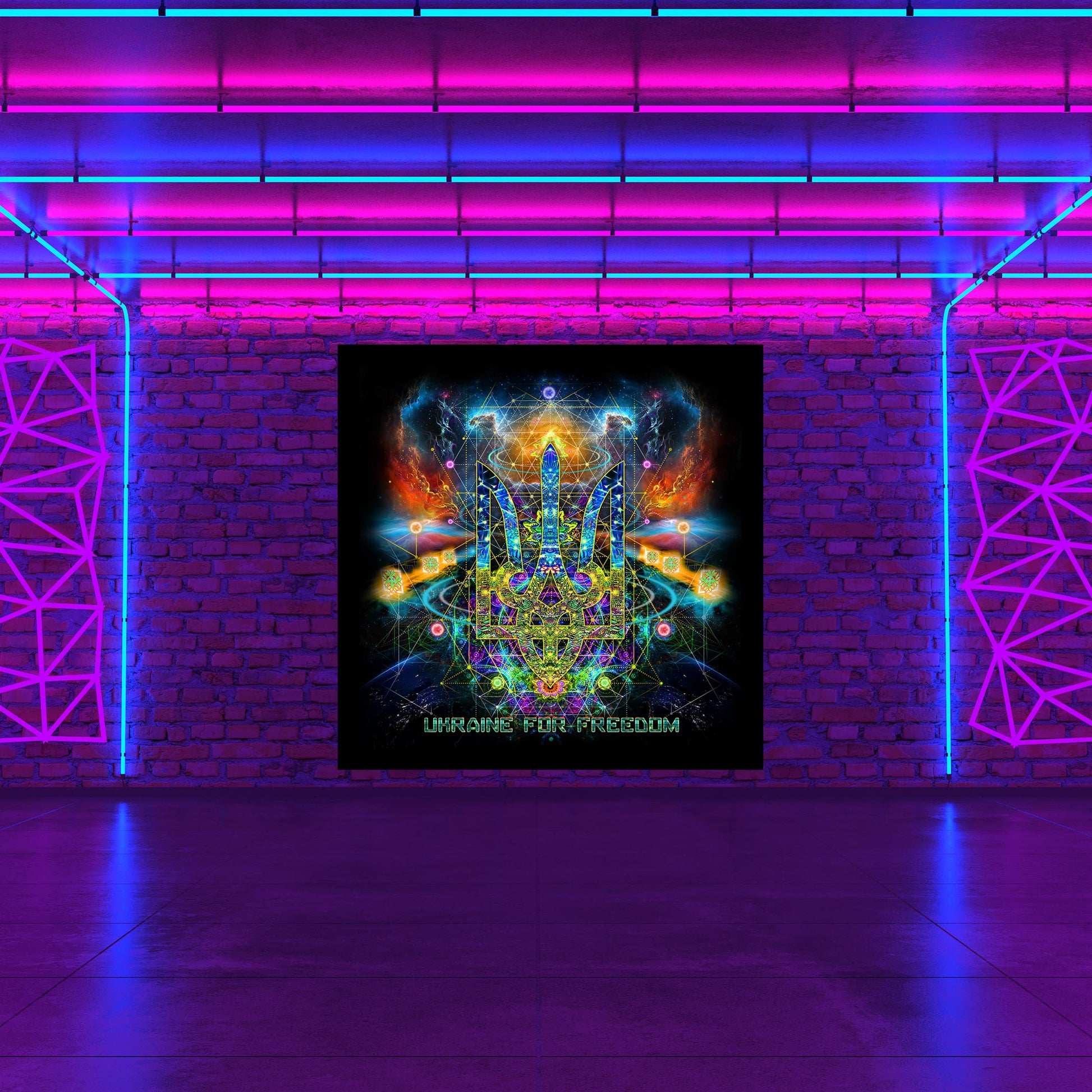 Ukraine for freedom Backdrop UV-Active Blacklight - Artrama