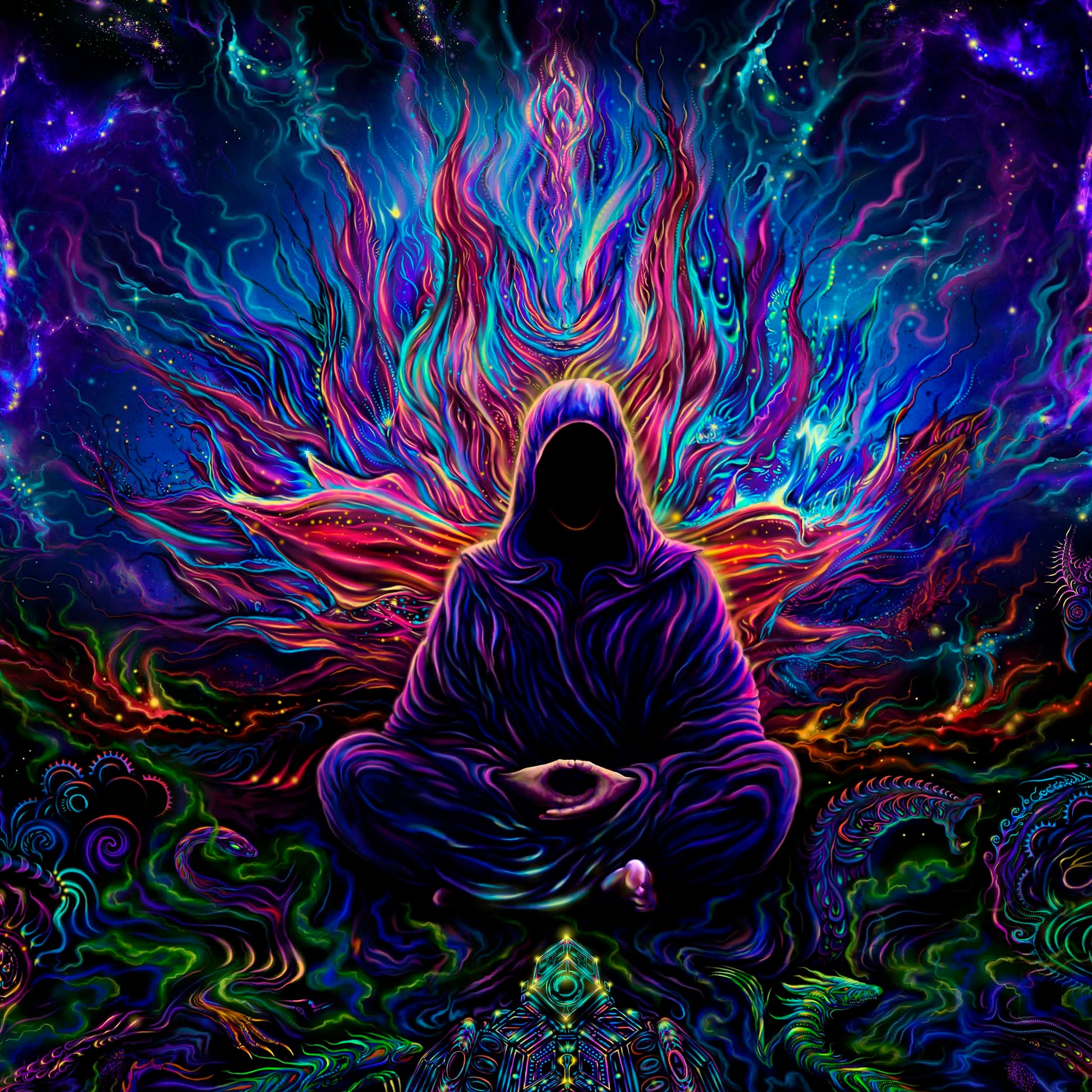 Vipassana - Psy backdrop UV blacklight active - Artrama