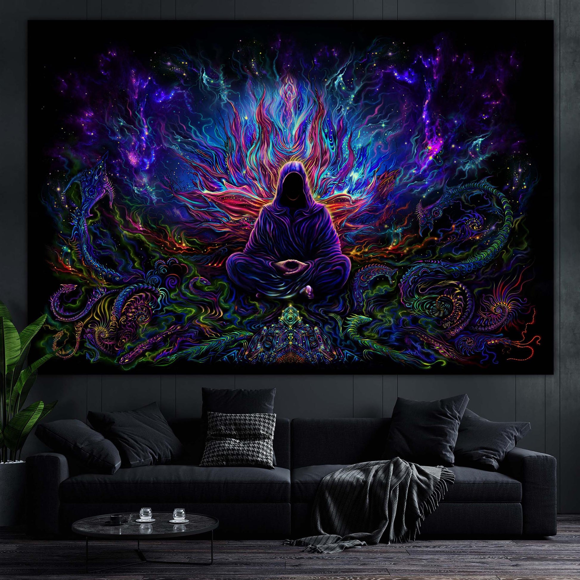Vipassana - Psy backdrop UV blacklight active - Artrama