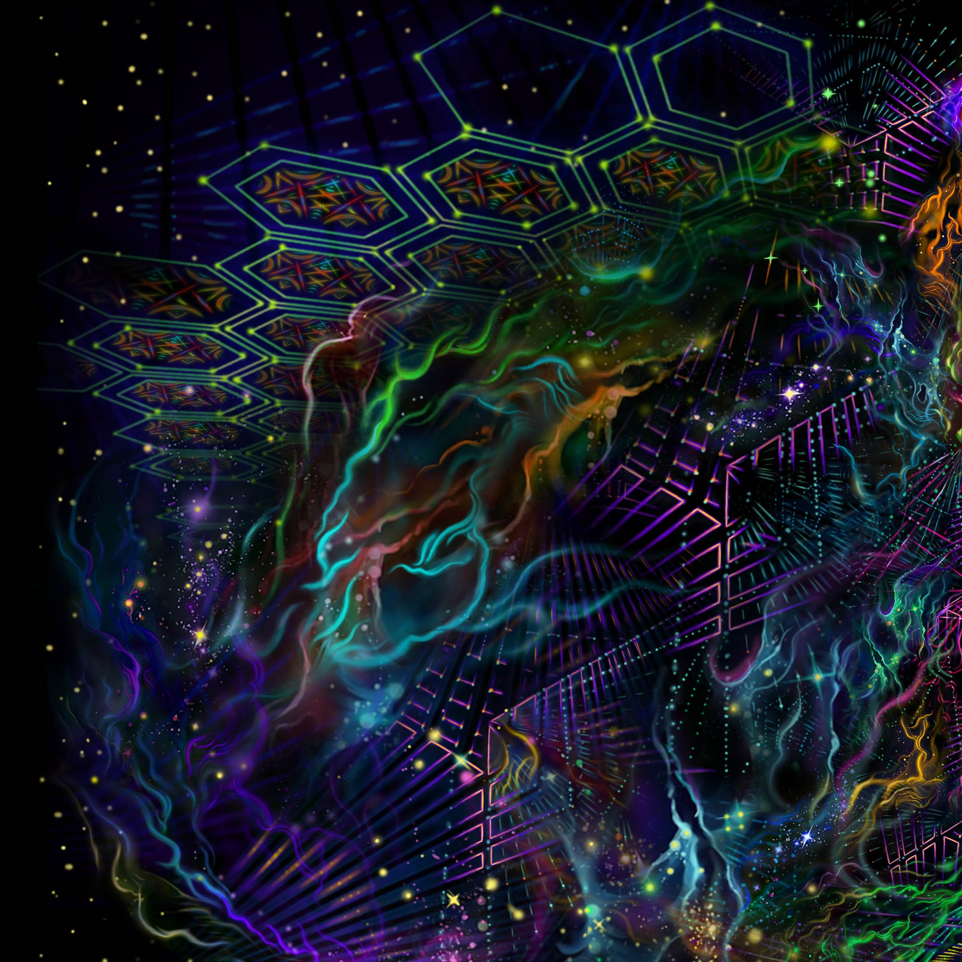 Yantra of the Universe Psy Backdrop UV-Active Blacklight - Artrama