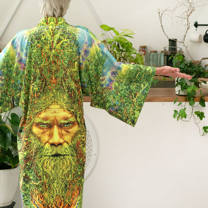 Blacklight Kimono Yggdrasil, Rave Dress, Festival Tunic, Trippy Wear (Unisex)