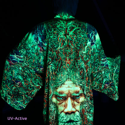 Blacklight Kimono Yggdrasil, Rave Dress, Festival Tunic, Trippy Wear (Unisex)