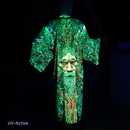 Blacklight Kimono Yggdrasil, Rave Dress, Festival Tunic, Trippy Wear (Unisex)