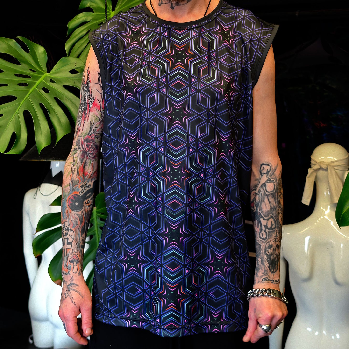 Sacred Geometry - Sleeveless T-Shirt Blacklight UV active