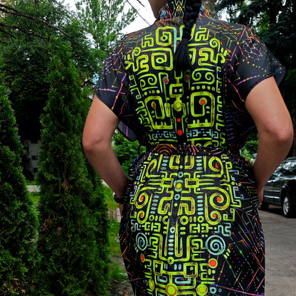 UV Blacklight Sleeveless Kimono -   Ancient Symbols (Unisex)