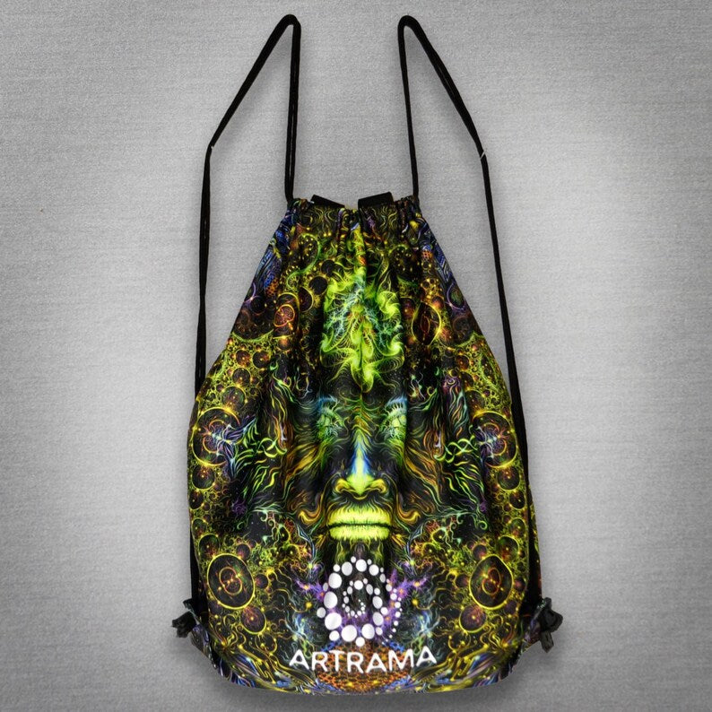 Consciousness of the Universe Blacklight UV active Backpack - Drawstring Festival bag
