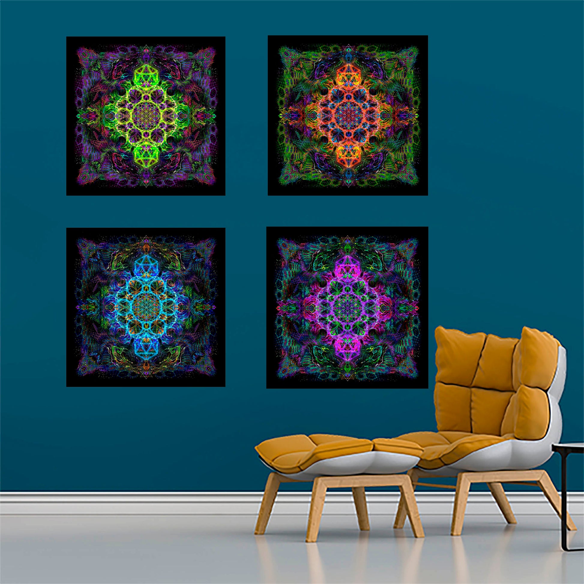 Flower of Life Sets Backdrop UV-active Blacklight - Artrama