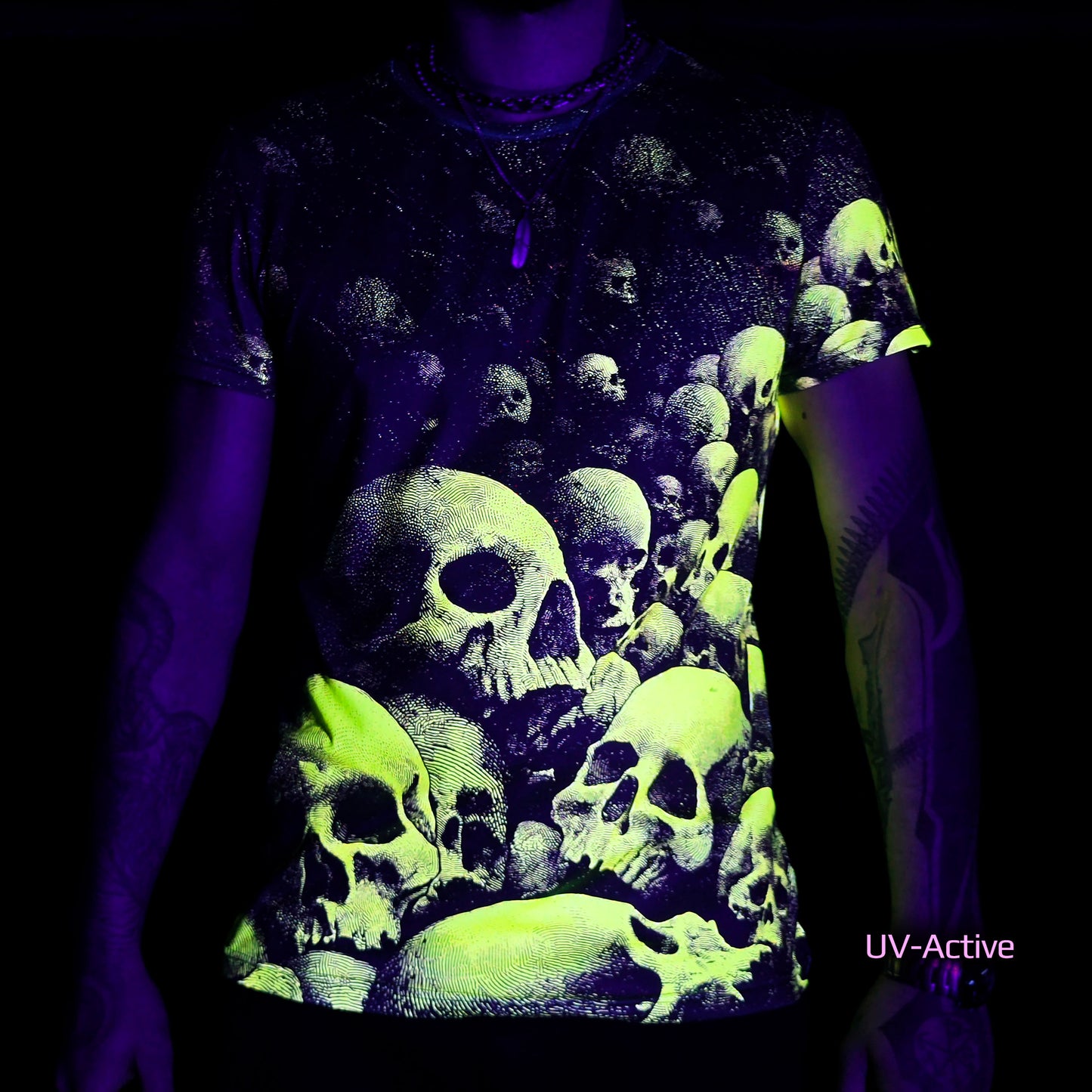 Pile of Skulls Blacklight UV active T-shirt