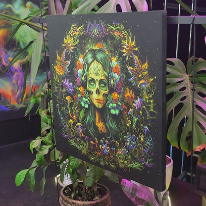 Santa Muerte UV-Active Wrapped Canvas