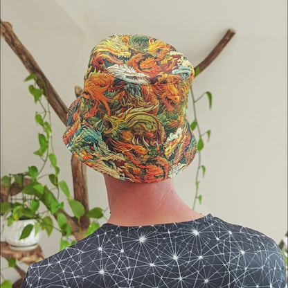 Asian Dragons Panama, Blacklight UV active bucket hat