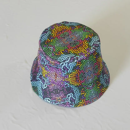 Psy Worms Panama, Blacklight UV active bucket hat