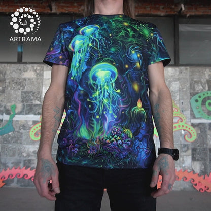 Jellyfish Blacklight UV active T-shirt