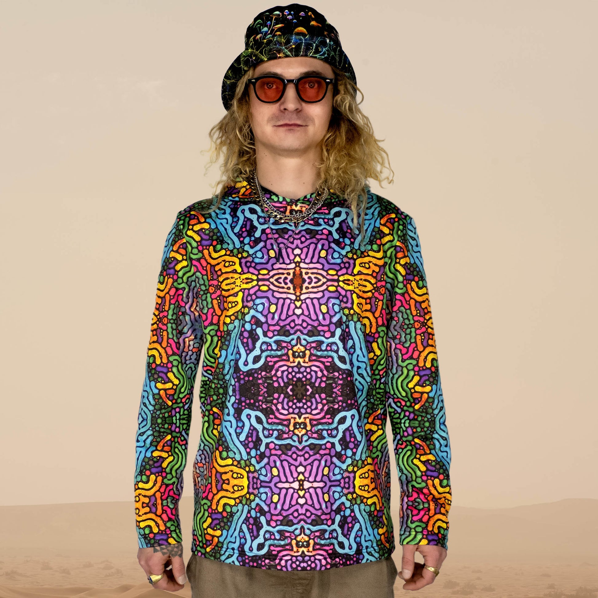 Psychedelic Worms Long sleeve UV-active Blacklight - Artrama