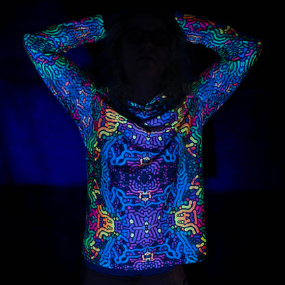 Psychedelic Worms Long sleeve UV-active Blacklight - Artrama